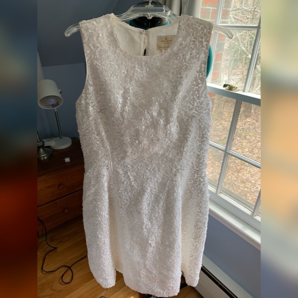 Gorgeous, White, sequined Kate Spade dress size 14